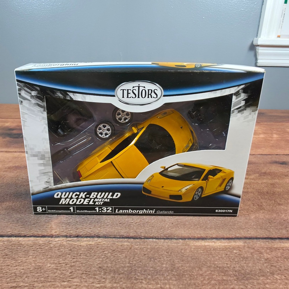 Testors Model Kit Kids 1:32 Yellow New Lamborghini Gallardo Quick-Build Metal